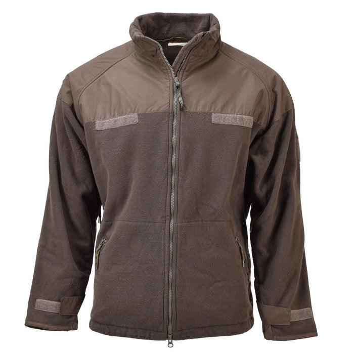 Original ungarische Militär-Fleecejacke in Braun mit Sturmstopper und verstellbaren Bündchen – GoMilitar