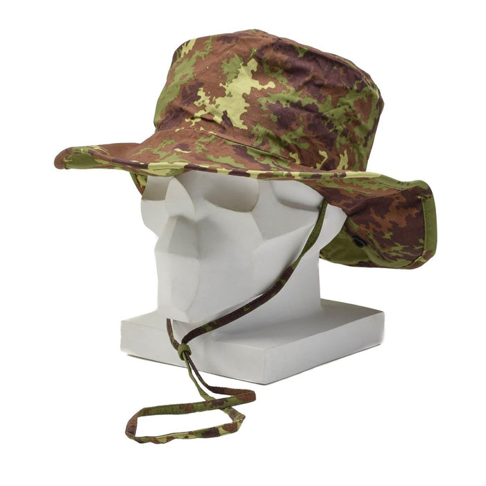 Originaler Hut im Boonie-Stil der italienischen Armee, Vegetato-Tarnmuster, Kinnriemen – GoMilitar
