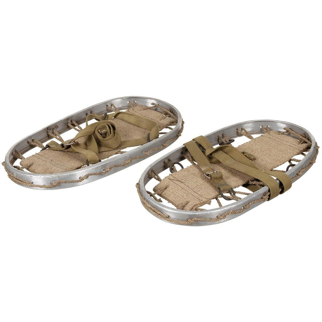 Original italienische Armee-Schneeschuhe, Militär-Aluminium-Rahmenriemen, Winter