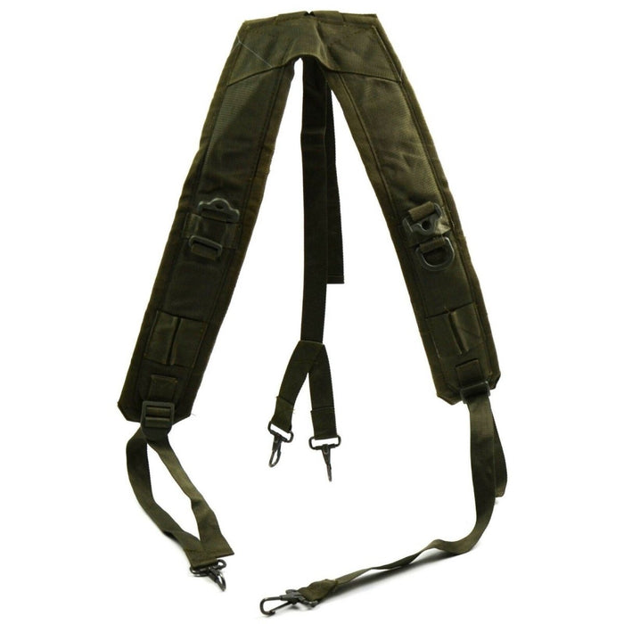 Originaler olivgrüner Y-Strap-Hosenträger-Taktikgürtel der italienischen Armee aus strapazierfähigem Canvas mit Metallclips und verstellbaren Trägern