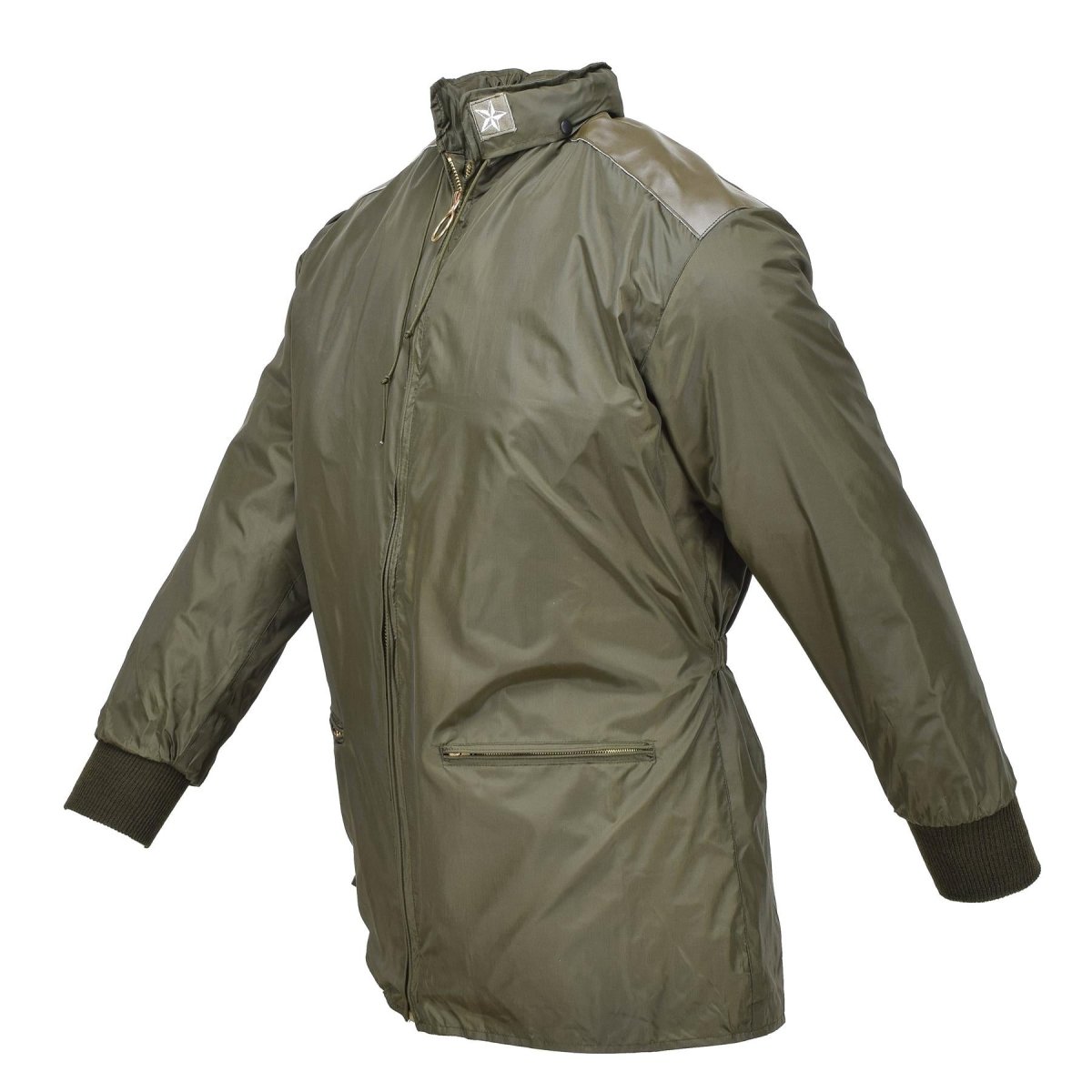 Original italienische Militär-Luftstreitkräfte-Regenjacke mit Kapuze und Futter aus olivgrünem Regenmantel NEU