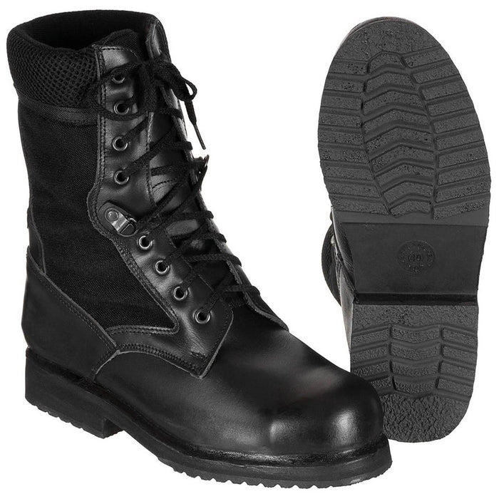 Original italienische Militärkampfstiefel, leichtes Leder, halbsaisonal, Schwarz – GoMilitar