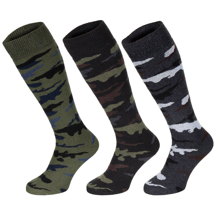 Original italienische Militär-Wintersocken Esercito, lang, hoch, 3er-Pack, Tarnfarben – GoMilitar