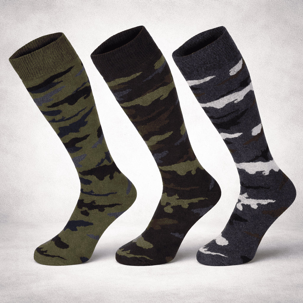 Original italienische Militär-Wintersocken Esercito, lang und hoch, 3er-Pack, Tarnfarben