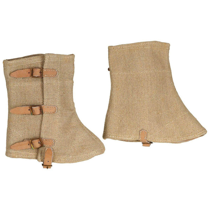 Original italienische Militärgamaschen, Canvas-Ledereinsätze, Army Surplus Khaki, langlebige Schutzhüllen für Wander- und Outdoor-Ausrüstung