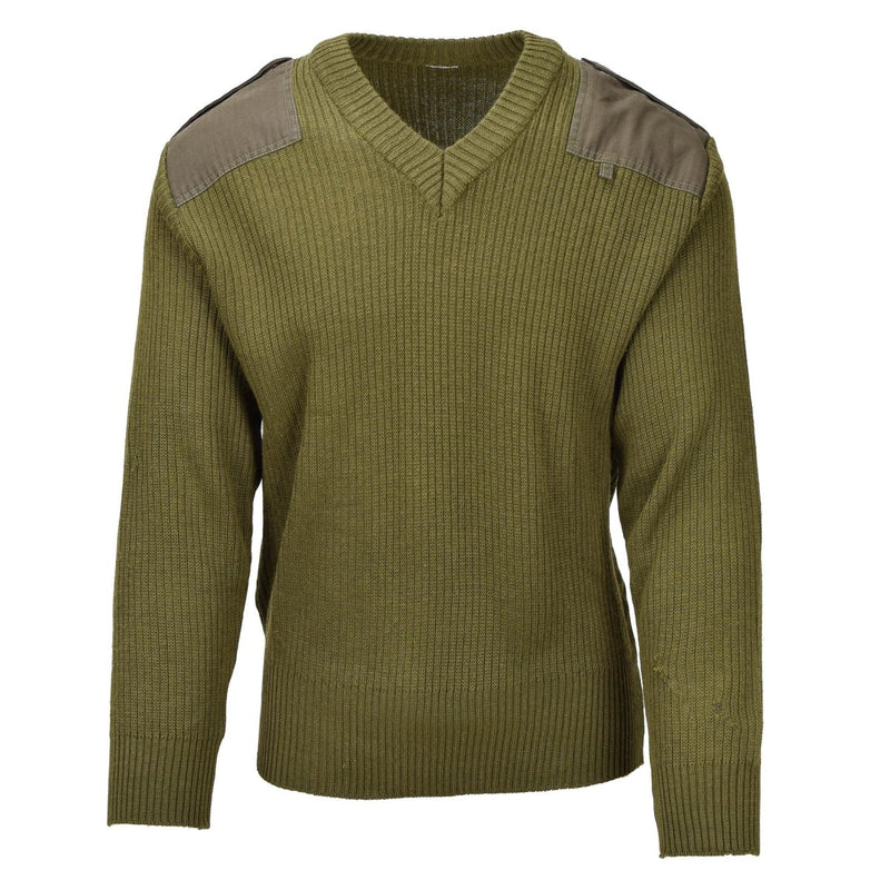 Original Italian military olive wool pullover bodywarmer sweater V-neck jumper - GoMilitar