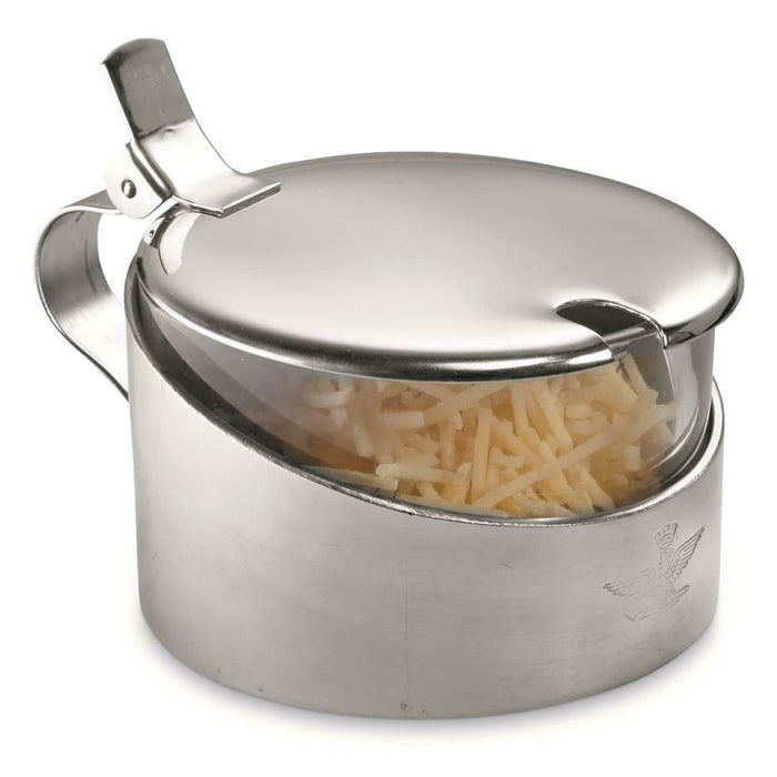 Original italienischer militärischer Käse-Aufbewahrungsbehälter aus Edelstahl und Glas – GoMilitar