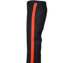 Black Italian Carabinieri dress pants with red side stripe, durable and windproof for formal and daily wear.