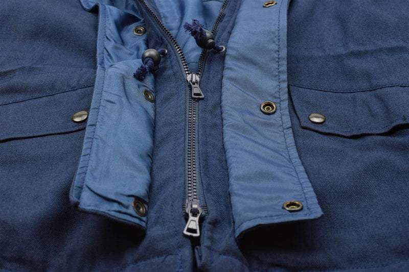Original italienische dreischichtige Marine Parka Jacke mit Kapuze Vintage wasserdicht NEU