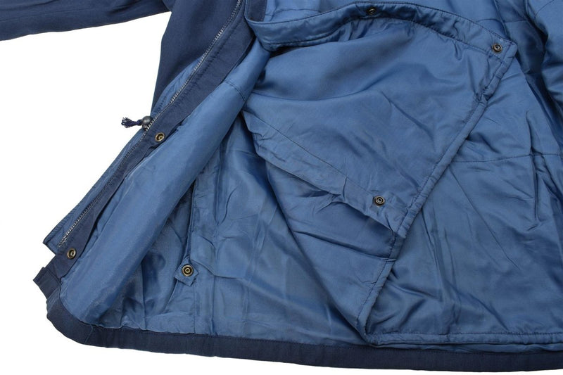 Original italienische dreischichtige Marine Parka Jacke mit Kapuze Vintage wasserdicht NEU