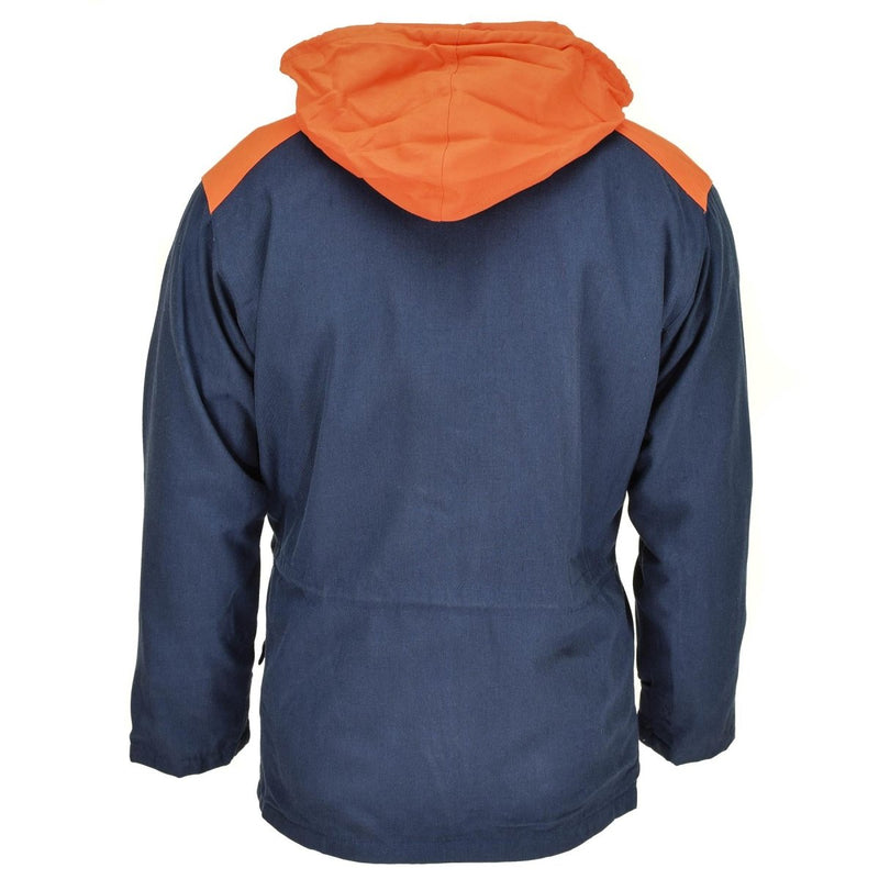 Original italienische dreischichtige Marine Parka Jacke mit Kapuze Vintage wasserdicht NEU