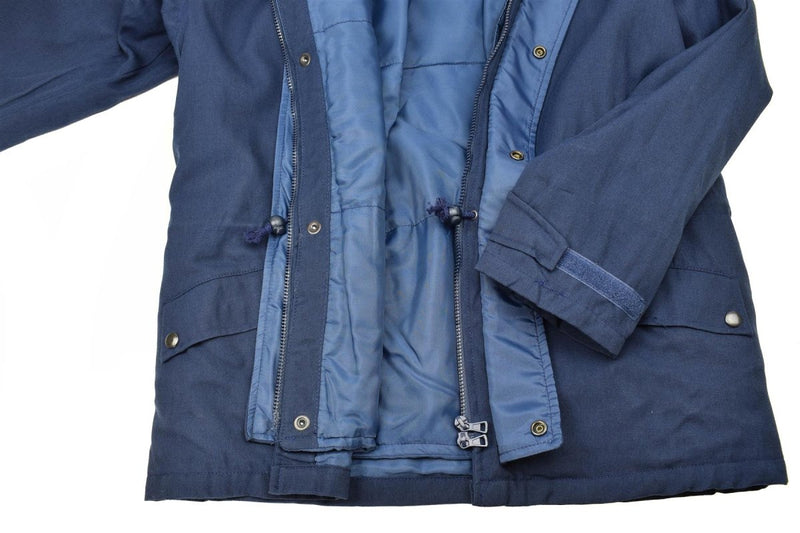 Original italienische dreischichtige Marine Parka Jacke mit Kapuze Vintage wasserdicht NEU