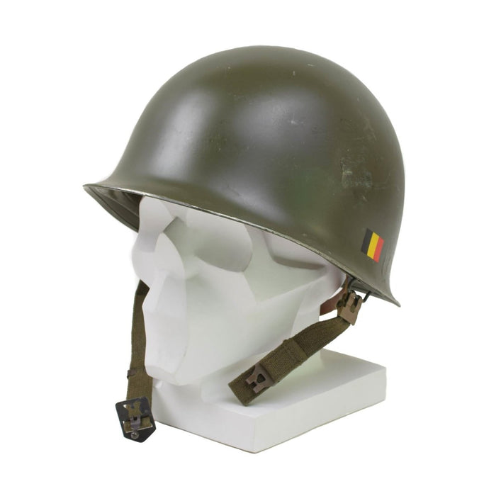 Originaler militärischer belgischer Stahlhelm M51, taktische Kampfarmee, Innen-PVC, Olivgrün – GoMilitar