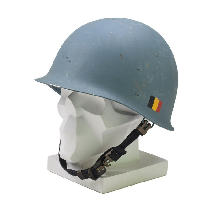 Originaler militärischer belgischer Stahlhelm M51, taktischer Kampf-Innen-PVC, Hellblau – GoMilitar