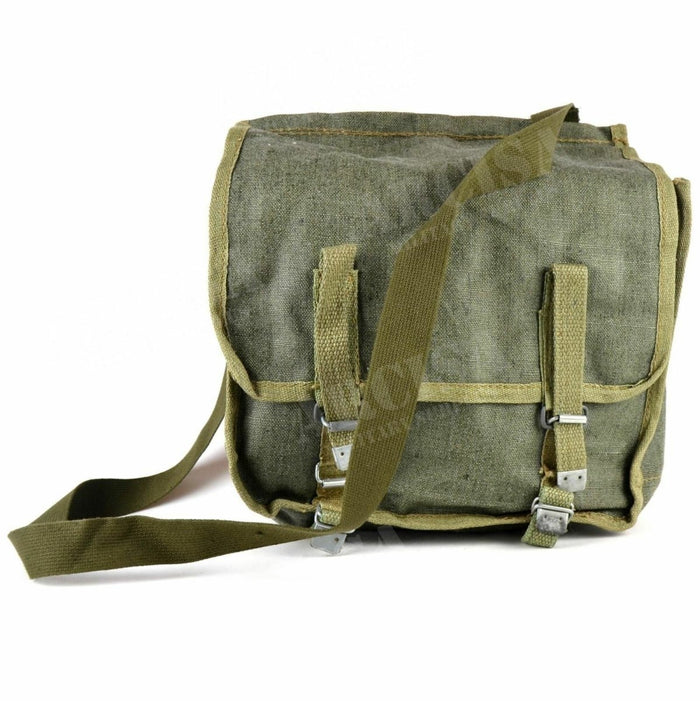 Original polnische Armee-Leinen-Umhängetasche in Olivgrün, langlebig mit verstellbarem Riemen für Bushcraft und den täglichen Gebrauch.