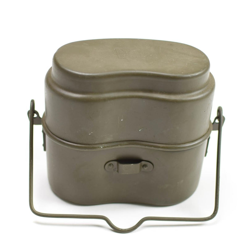 Original polnische Armee Essgeschirr Aluminium Militär Bowler Topf Vintage Camping Olive