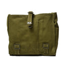 Original Romanian army carrying bag in green cotton with sturdy shoulder strap and military surplus design.