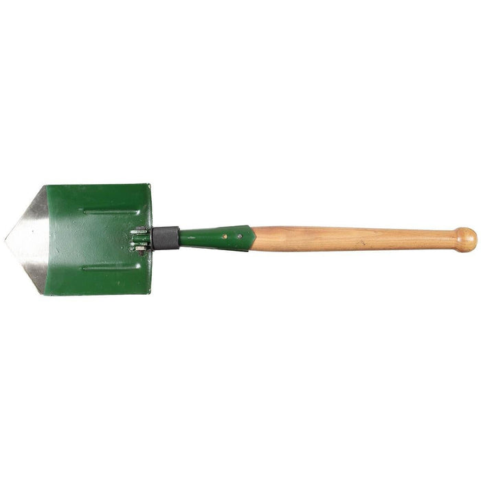 Original faltbare Schaufel der rumänischen Armee mit grüner Klinge und Holzgriff, militärischer Überschuss, langlebiges und kompaktes Design