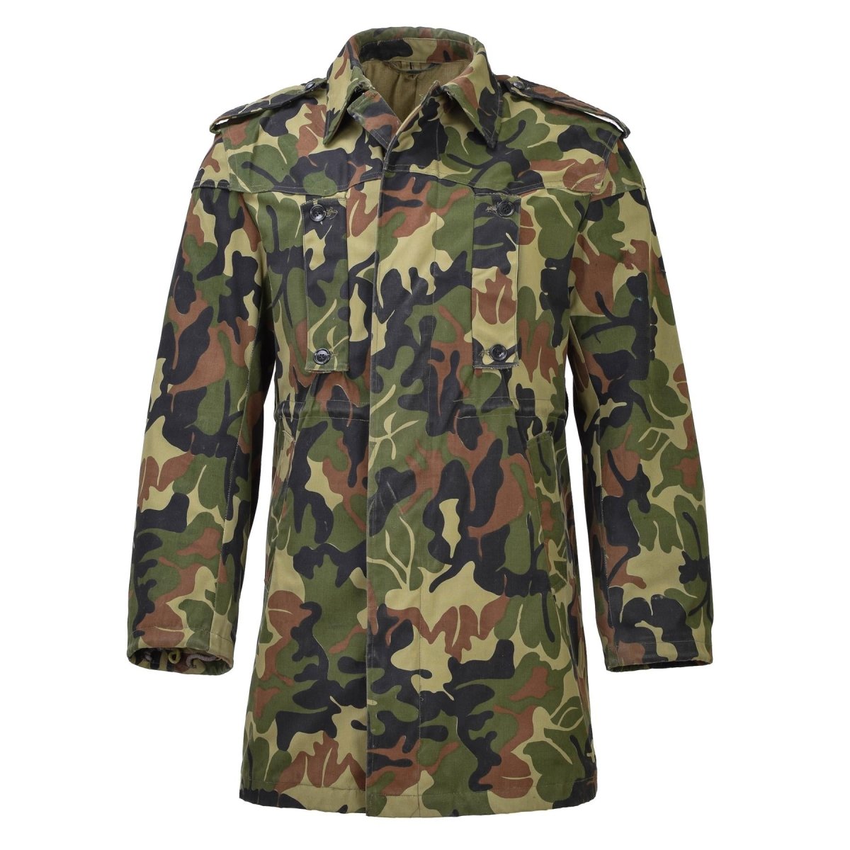 Original rumänische Militärparka M93 mit Camouflage-Blattmuster und Kapuze, lange Jacke, taktisch, NEU