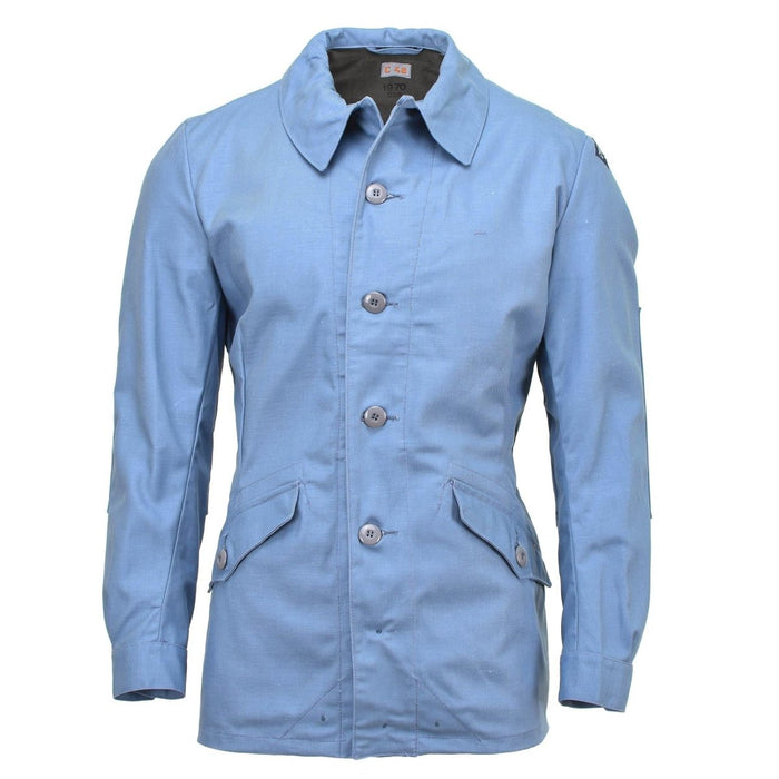 Original schwedische Zivilverteidigungs-Uniformjacke, Denim, Hellblau, Vintage, NEU – GoMilitar