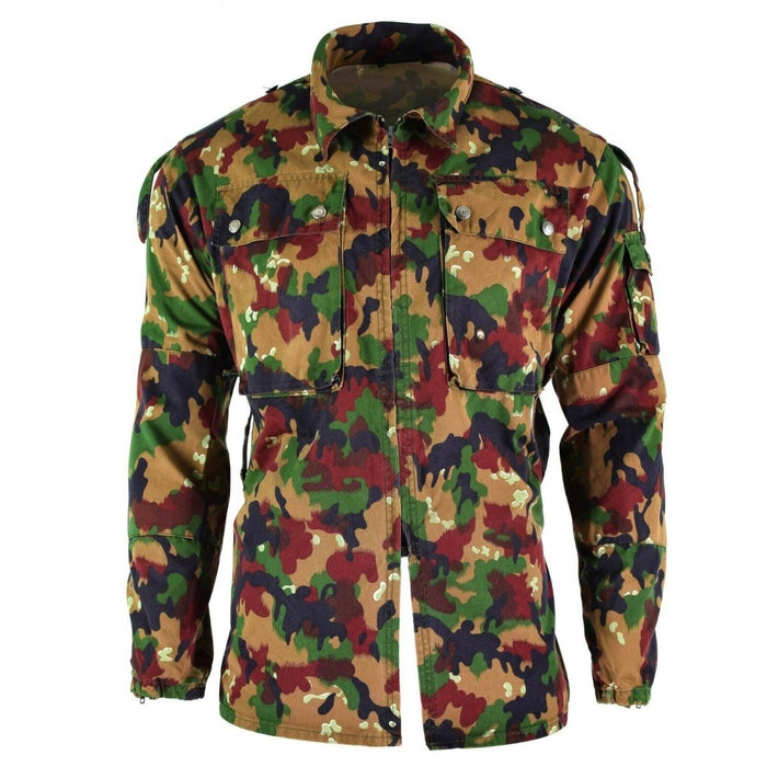 Original Schweizer Armeejacke M83 Kampffeld Alpenflage Camo Jacket Shirt mit Reißverschluss - GoMilitar