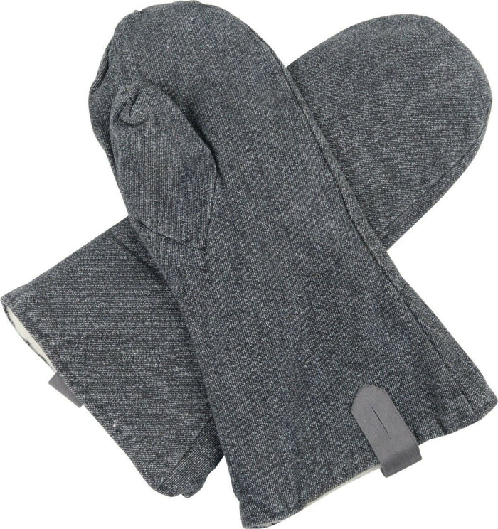 Originale graue Wollfäustlinge der Schweizer Armee mit warmem Futter und strapazierfähigem Außenmaterial zum Schutz vor Kälte.