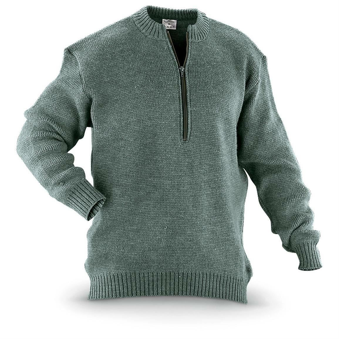 Original Schweizer Armee Pullover M74 Pullover grau Schurwolle mit Reissverschluss
