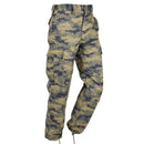 Men’s Turkish army blue digital camo tactical pants with ripstop fabric, elastic waist, reinforced knees, and cargo pockets.