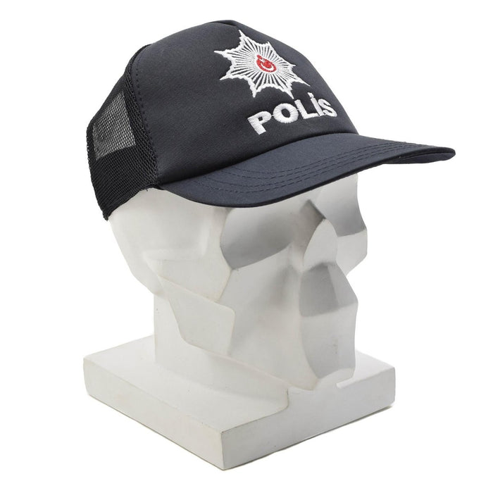 Original türkisches Militär POLIS Feldmütze, Netzeinsatz, verstellbarer Verschluss, Schwarz – GoMilitar