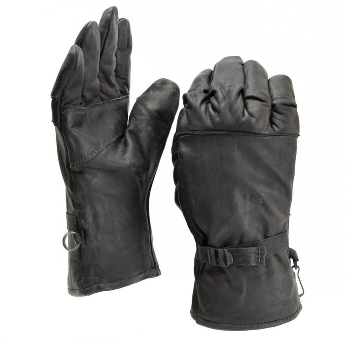Originale Kampfhandschuhe der US-Armee aus echtem schwarzem Leder mit isoliertem Futter und sicheren Handgelenkschlaufen.