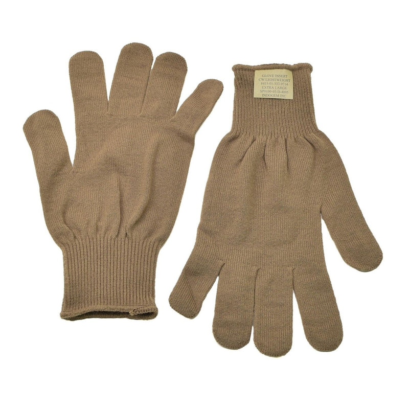 Original US Militär Handschuhe Strick Fäustlinge Einsätze Liner Wärmer braun NEU