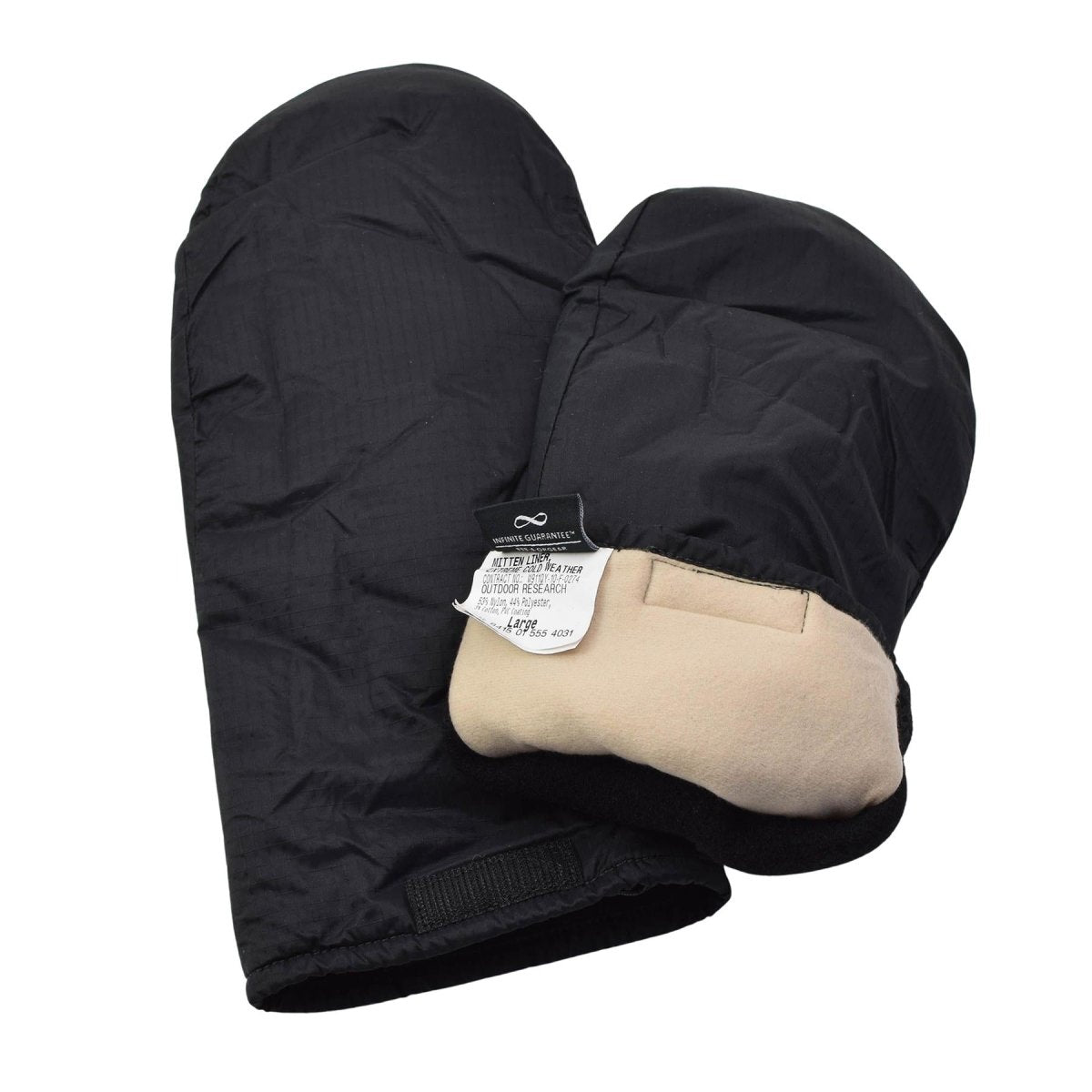 Original U.S. Military Mittens Liners Extreme Cold Weather Large Schwarz