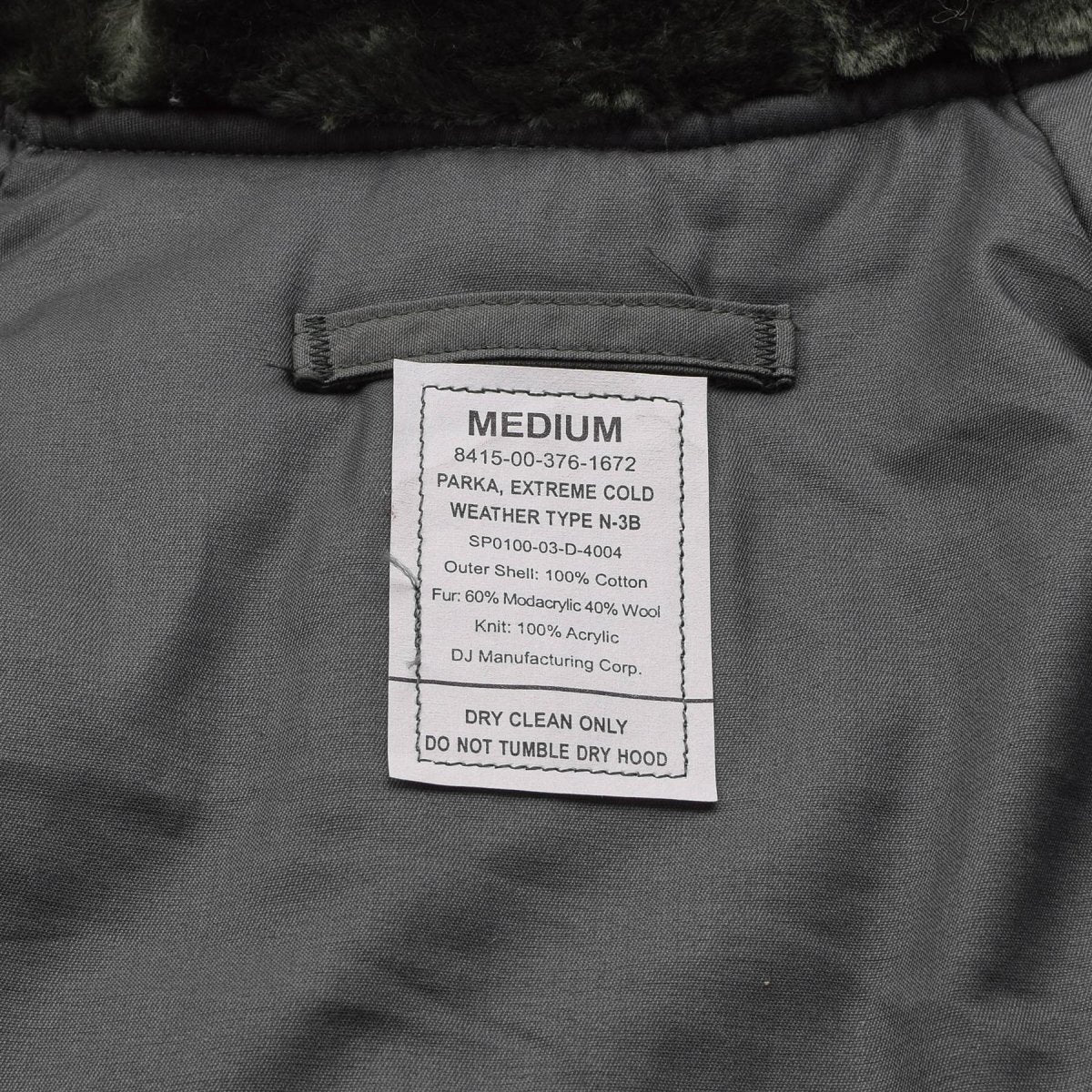 Original US Military N-3B Kaltwetterparka, windwetterbeständig, Olivgrün