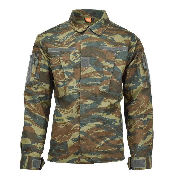 Militärjacke Pentagon ACU 2.0 der griechischen Armee in Eidechsentarn, wasserabweisendem Ripstop-Gewebe mit verstärkten Ellbogen und verstellbaren Bündchen