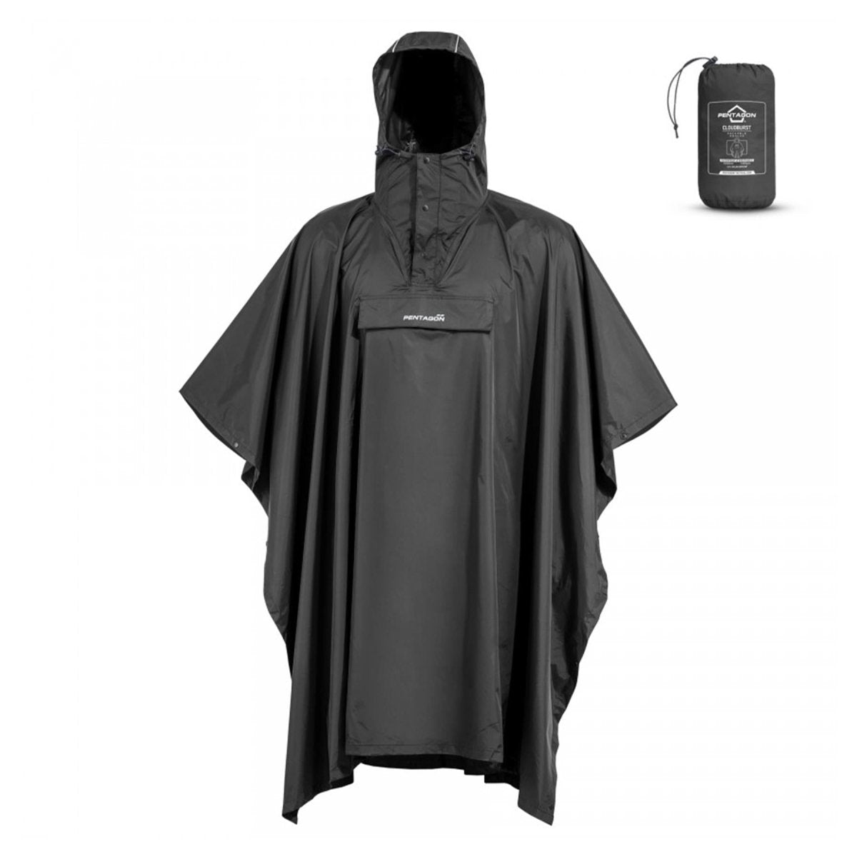 PENTAGON Cloudburst Packbarer Poncho Wasserdicht Atmungsaktiv Reflektierende Details