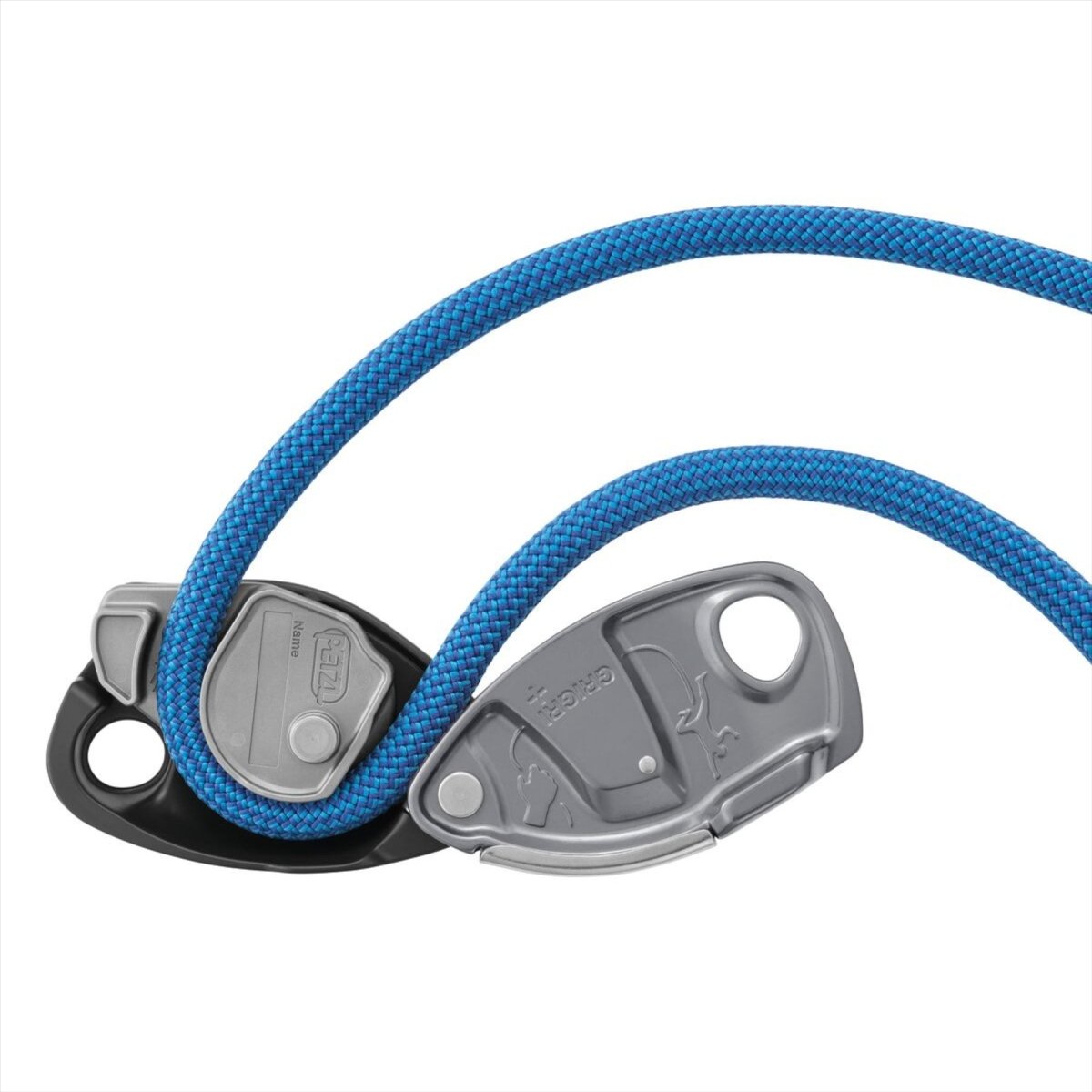 Petzl GRIGRI Sicherungsgerät, unterstütztes Bremsen, Anti-Panik, 8,5–11 mm, Grau