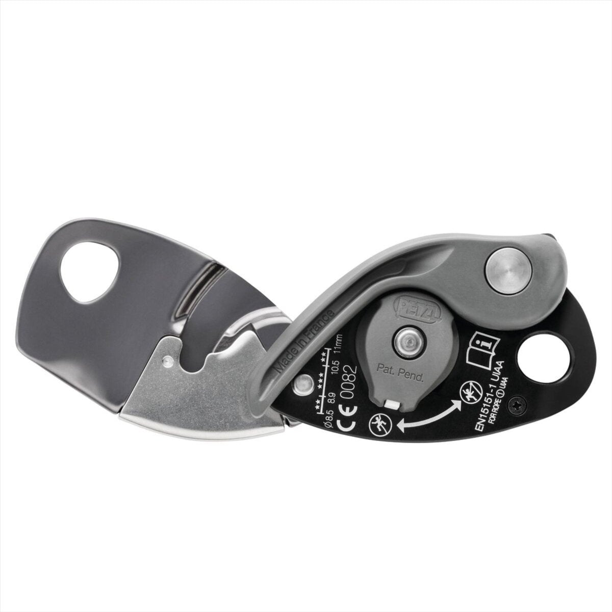 Petzl GRIGRI+ Sicherungsgerät, unterstütztes Bremsen, Anti-Panik, 8,5–11 mm Seile, Orange