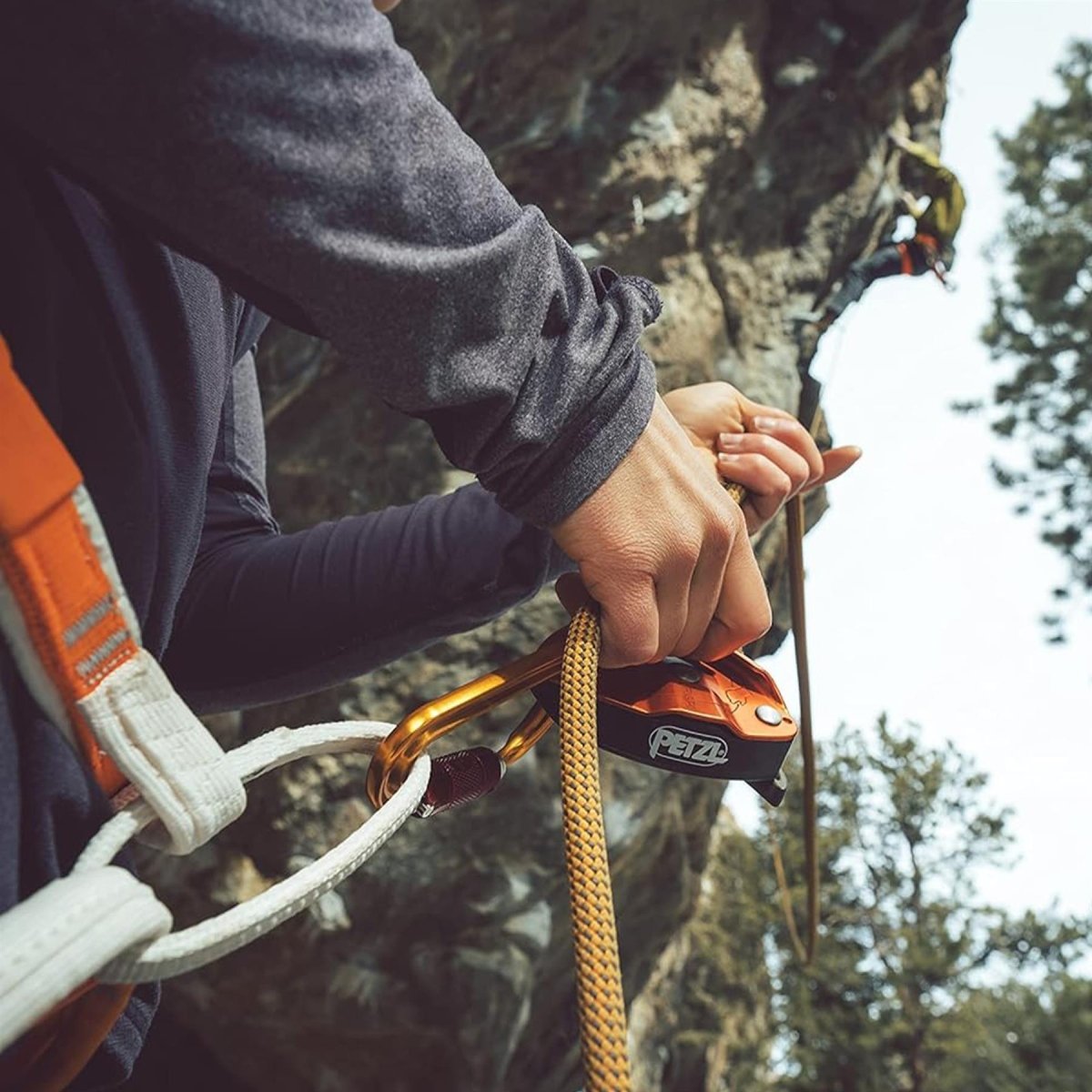 PETZL GRIGRI Sicherungsgerät, unterstütztes Bremsen, Klettern, Abseilen, Orange
