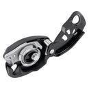 Black PETZL NEOX assisted braking belay device for top rope and lead climbing with ergonomic design and durable build.