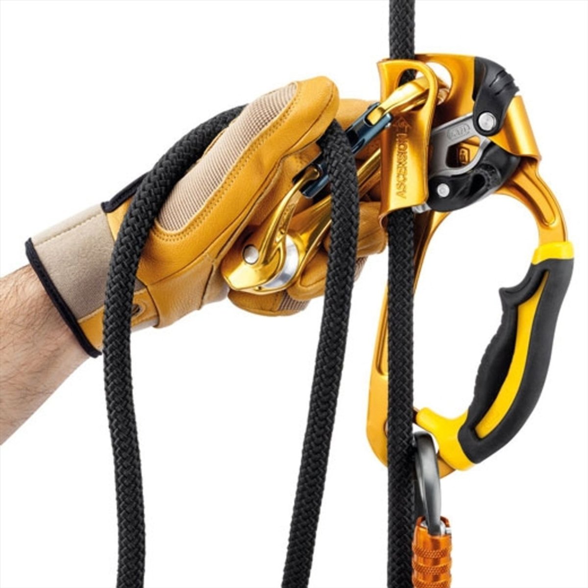 PETZL ROLLCLIP A Pullet-Karabiner, nicht verriegelndes Keylock-System, Klettern, Gelb