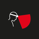 Icon showing a person wearing a headlamp with a bright red beam illuminating in front of them