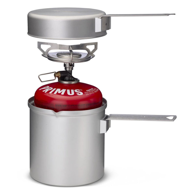 Primus Essential Trail KIT lightweight camping stove set with 1L pot, compact and portable for backpacking meals.