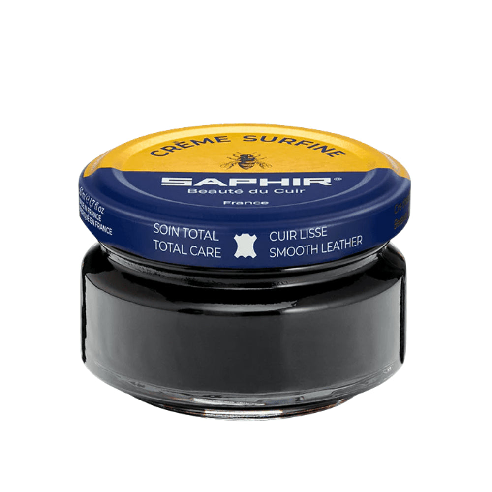 Saphir Creme Surfine Leder-Schuhcreme-Politur, 50 ml, Bienenwachspflege, Schwarz