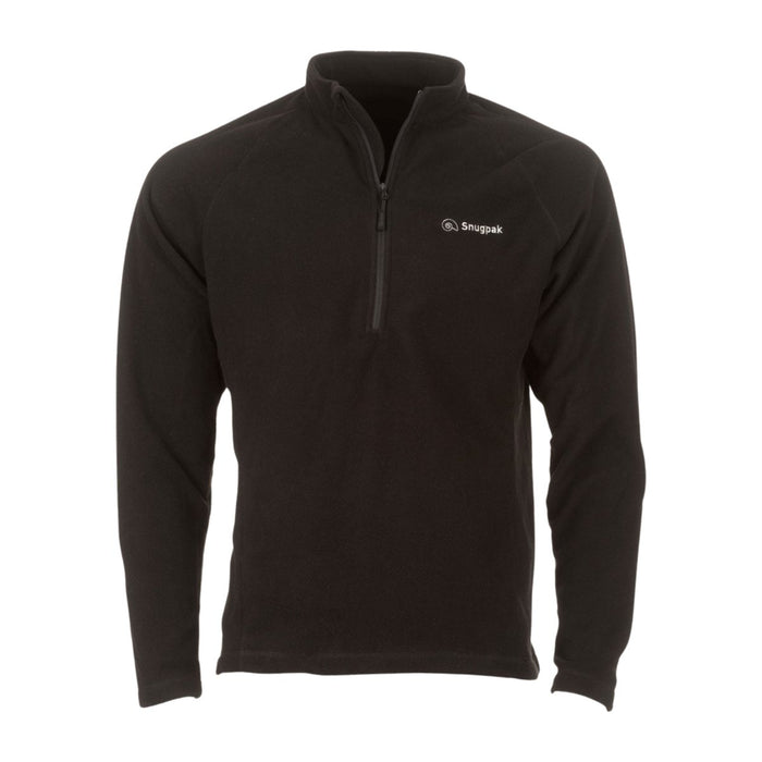 Snugpak IMPACT Fleece Jacket Soft Stand Up Collar Chin Guard 1/4 Zip Black - GoMilitar