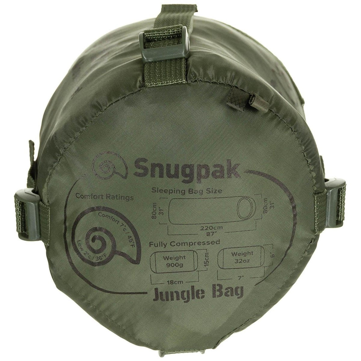 Snugpak Schlafsack 220 cm integrierter Mückennetzkompressionsbeutel Olive