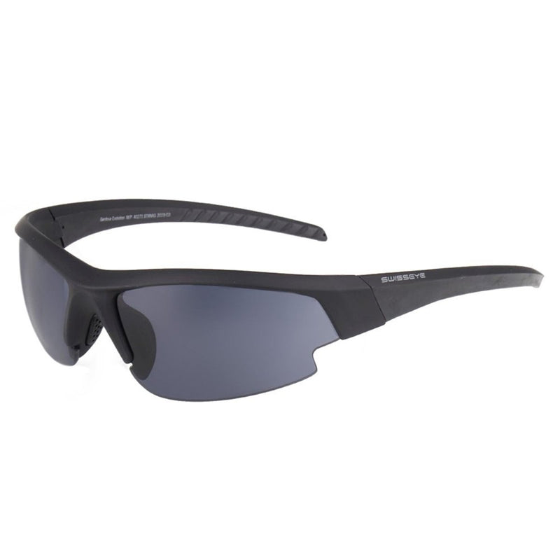 SWISS EYE ballistic shooting glasses with aerodynamic design and adjustable rubberized temples for high-impact protection