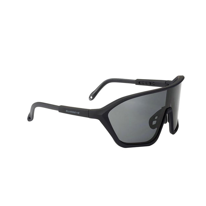 SWISS EYE Vollformat-Taktikbrille mit UV-Schutz und breiten Schießgläsern im schwarzen Rahmendesign