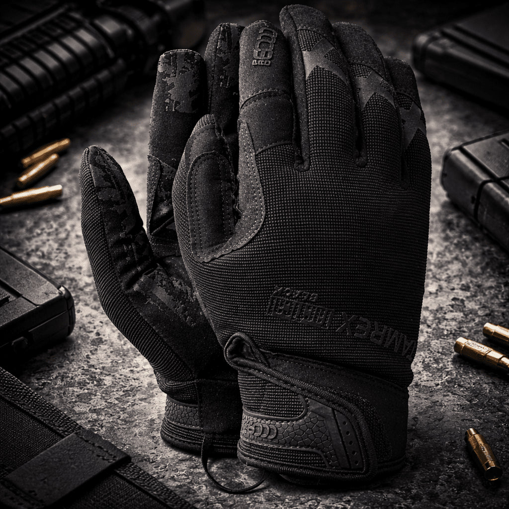 TAMREX Taktische Handschuhe Extrem strapazierfähiges Kunstleder Guter Grip Schwarz