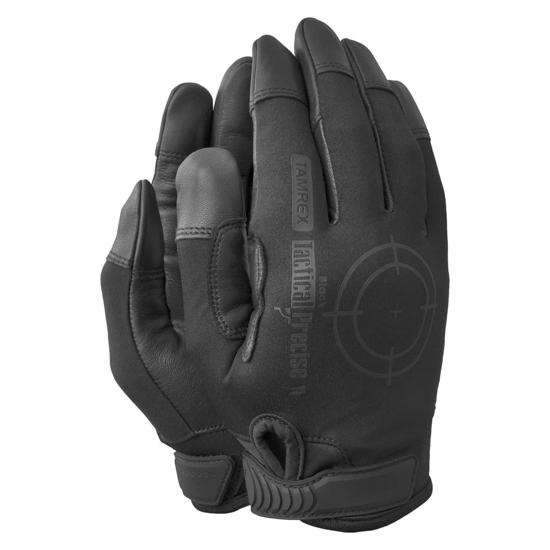 TAMREX Tactical Precise Handschuhe, Schafsleder, Handfläche, flexibel, 4-Wege-Stretch, Schwarz