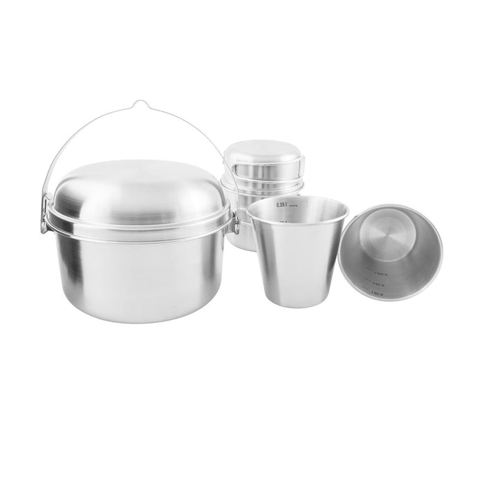 Tatonka Mini Set II kompaktes Camping-Kochgeschirr-Set, 6-teilig, Edelstahl, Outdoor-Kochen – GoMilitar